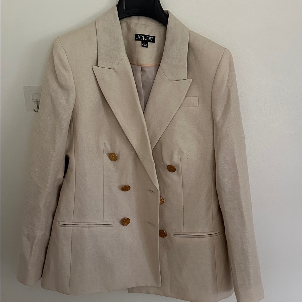 J. Crew Light Tan Blazer linen with Gold Buttons